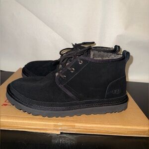 UGG Neumel Chukka Black Leather Wool Blend Fur Warm Boots Men Size 12